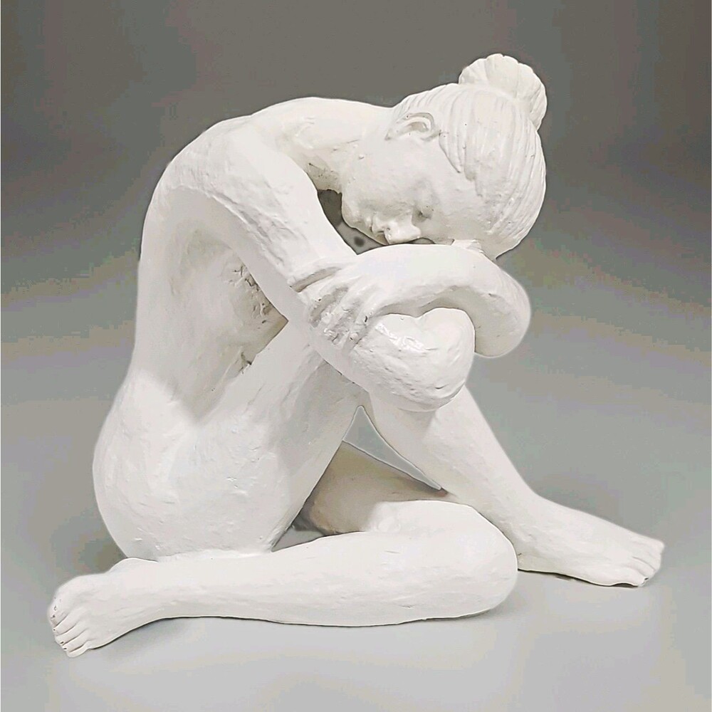 Contemporary Resin Seated Woman Sculpture Elegant Yoga Figure White Home Decor